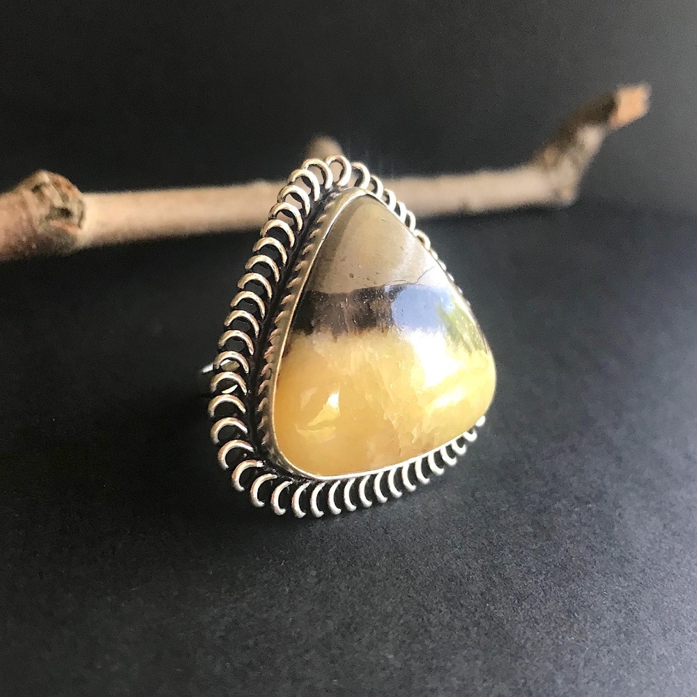 Large Boho Ring with Septarian Stone, Earthy